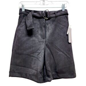 High Waisted Black Belted Shorts Ring Closure  Melograno Rico Size S  Soft Suede